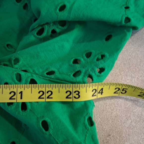 J. Crew Vibrant Green Eyelet Blouse XXL Re-imagined Sustainable Floral Tiered - Picture 9 of 12